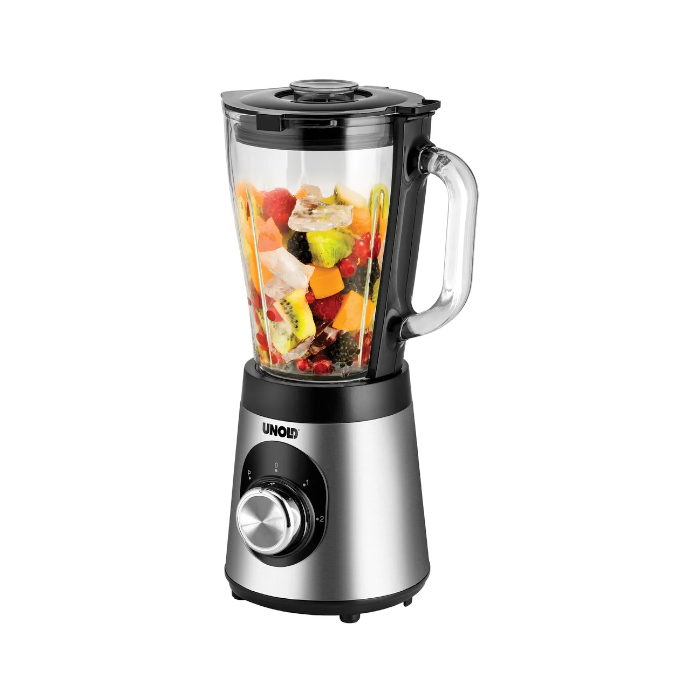 Unold 78625 Standmixer Edel - 1,5 L Volumen, Schwarz, bis 25000 U/Min, mit Edelstahlmesser, BPA-frei, 500 W, Edelstahl